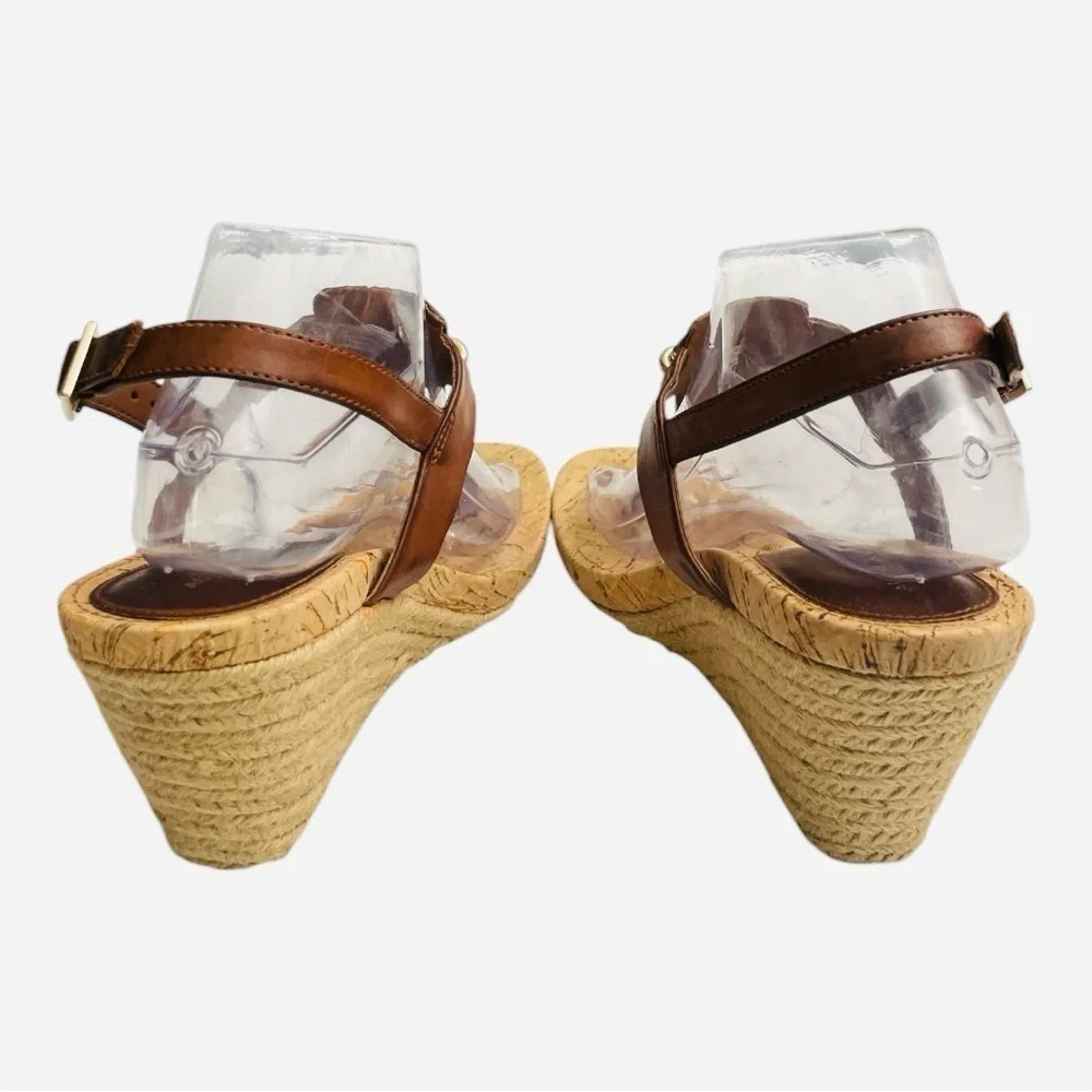 Alex Marie Women's Sz 9M Shoes Brown Comfort Slingback Wedge Espadrille Sandals